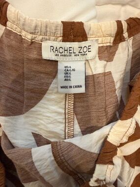 Rachel Zoe Cream and Brown Abstract Print Pants